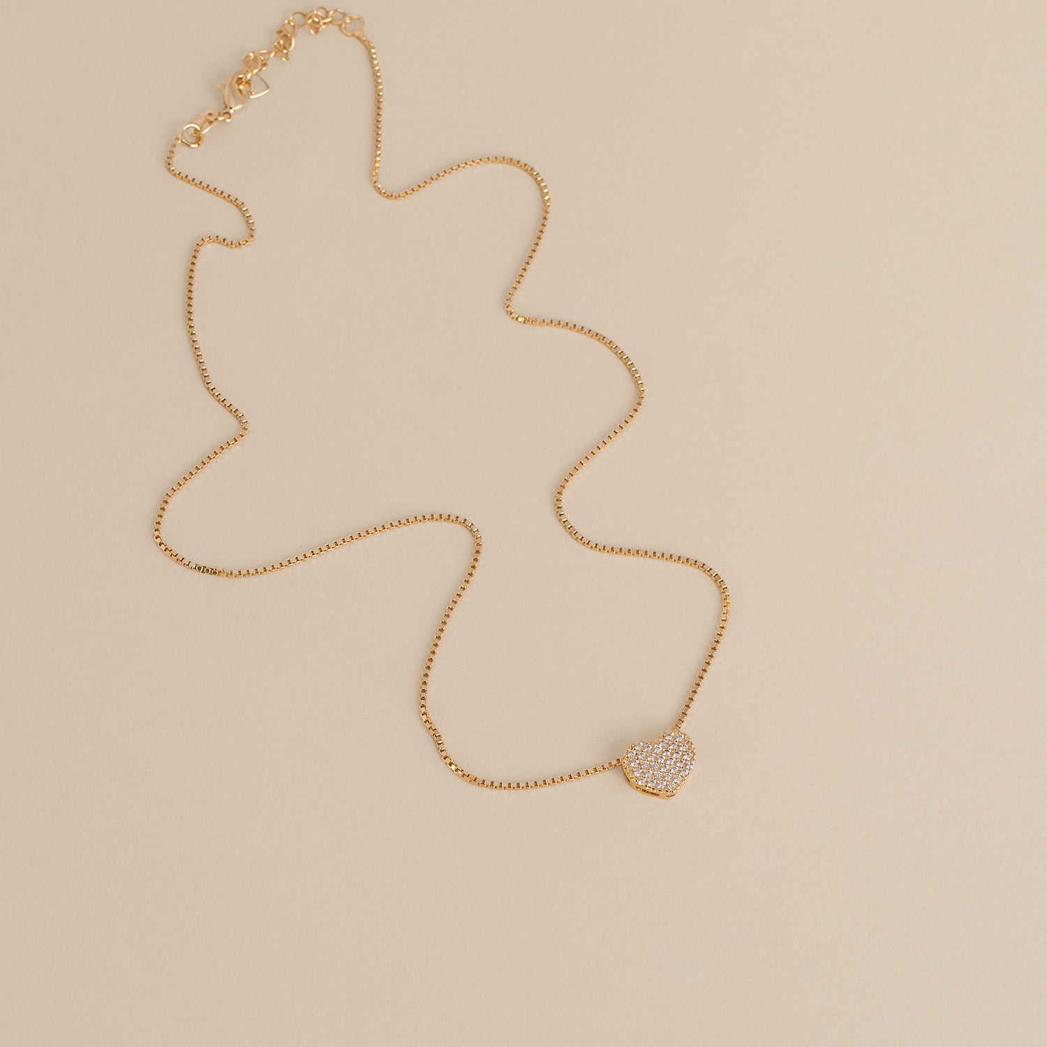 Heart Necklace, Gold Heart Necklace, Pavé Heart Pendant Necklace, Dainty Gold Necklace, Romantic Jewelry