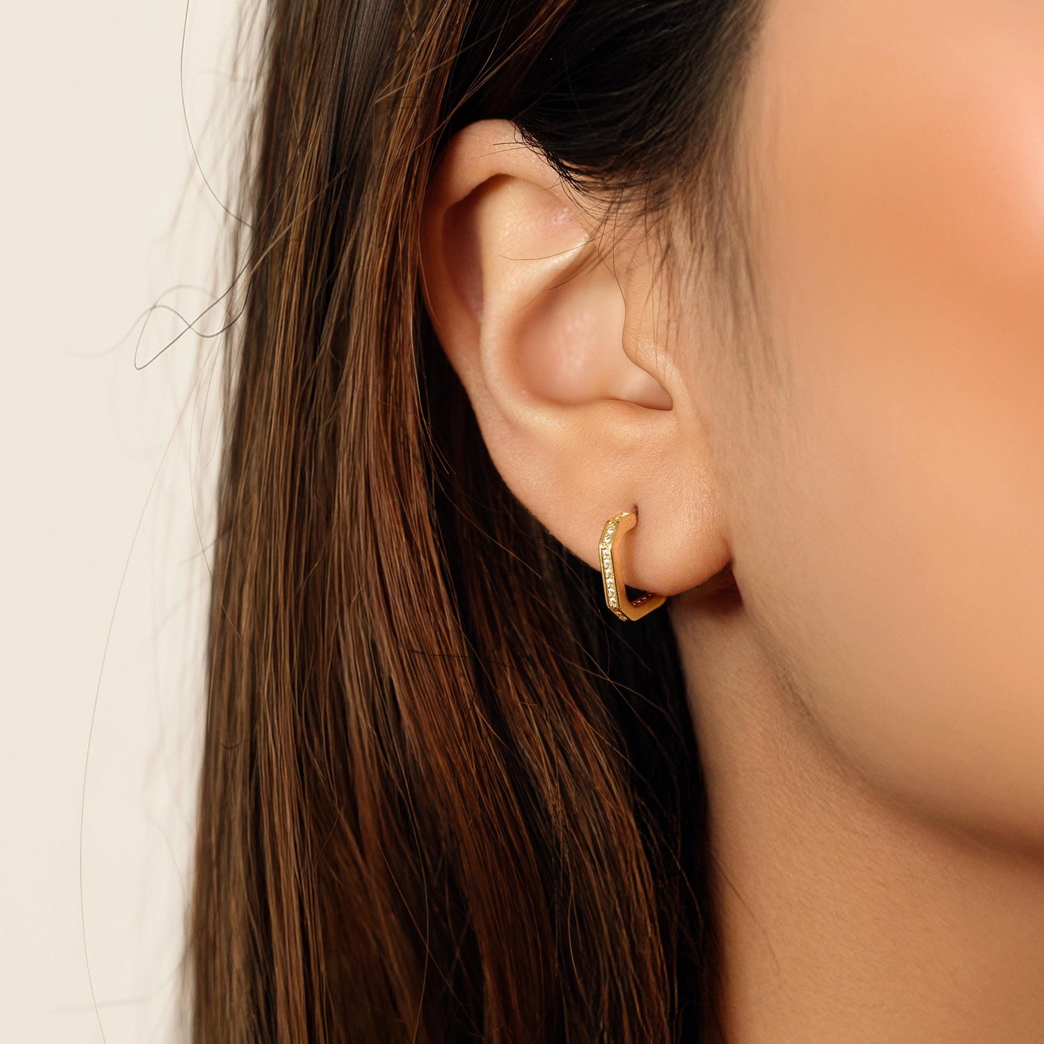 Square CZ Hoop Earrings • Gold Geometric Hoops • Modern Minimalist Jewelry