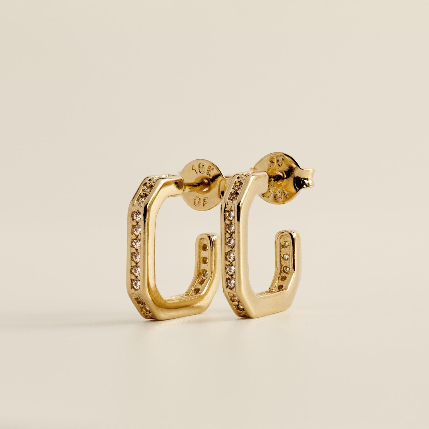 Square Hoop Earrings, Geometric Minimalist Jewelry, 18k Gold Filled