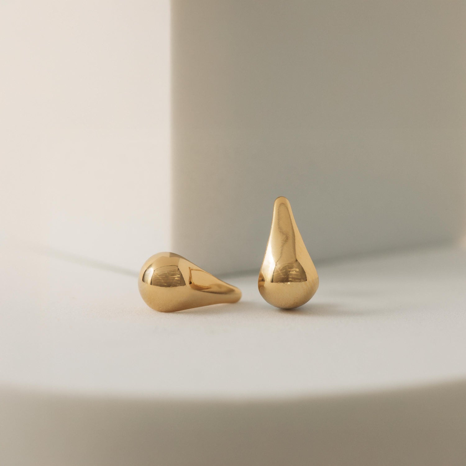 Gold Teardrop Earrings • Modern Stud Earrings • Minimal Gold Earrings