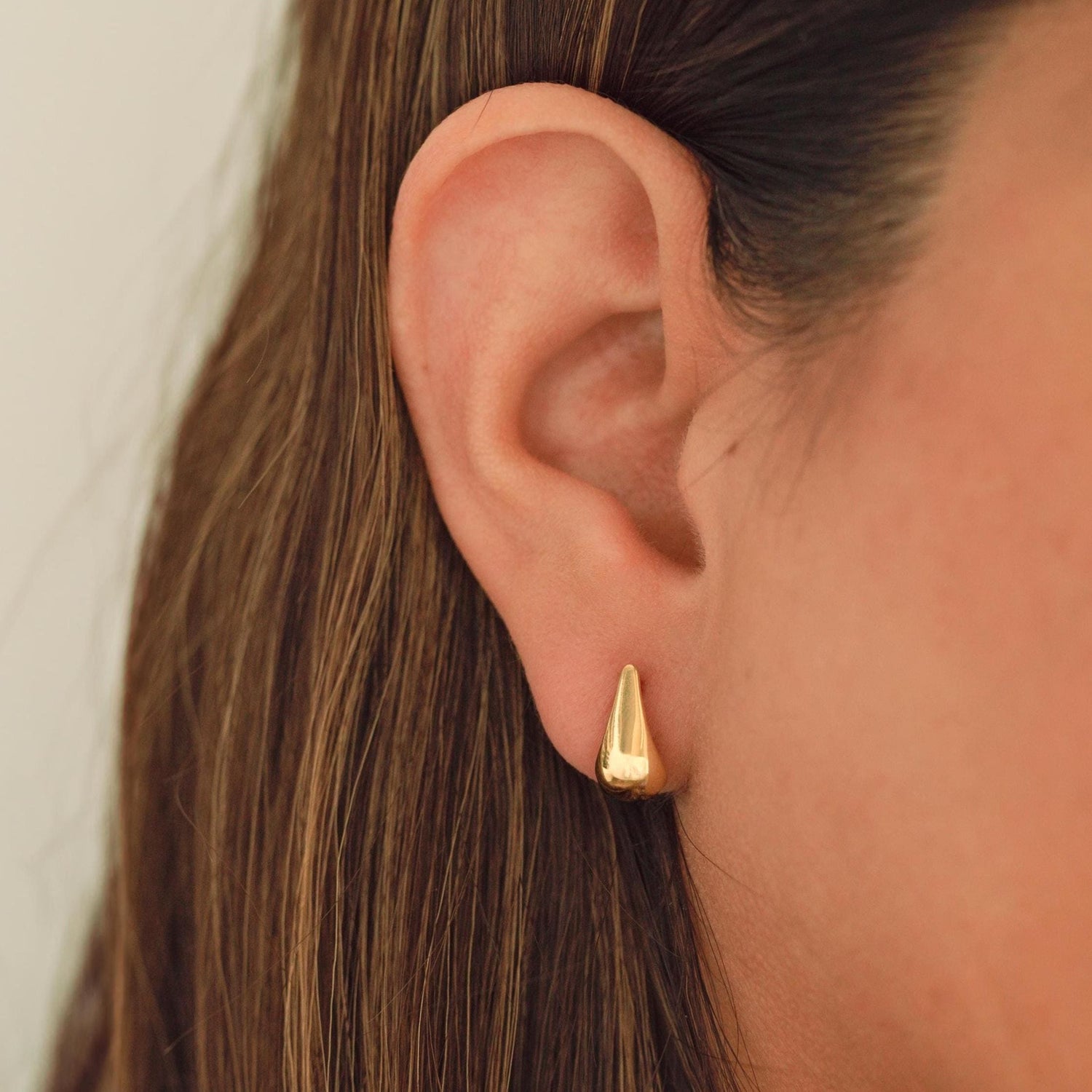 Gold Teardrop Earrings • Modern Stud Earrings • Minimal Gold Earrings