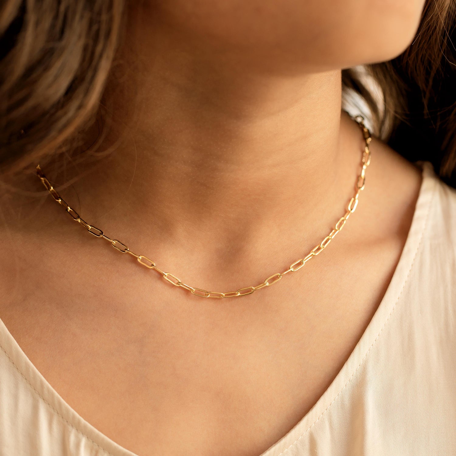 Paperclip Chain Necklace, Dainty Layering Necklace, 18k Gold Filled Minimalist Jewelry, Gift for Her