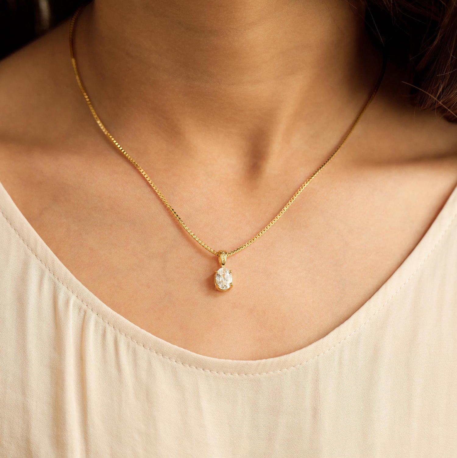 Dainty Solitaire Charm Necklace, Everyday Minimalist Gold Filled Pendent Necklace