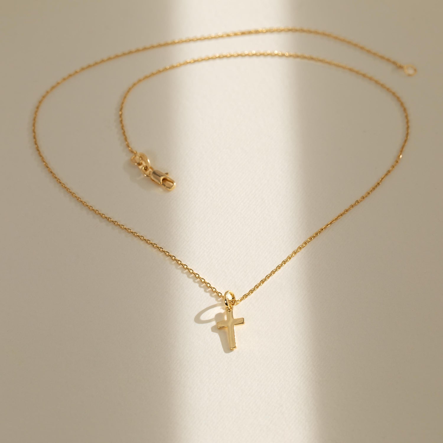 Gold Cross Necklace, Minimalist Crucifix Pendant, Dainty Faith Necklace