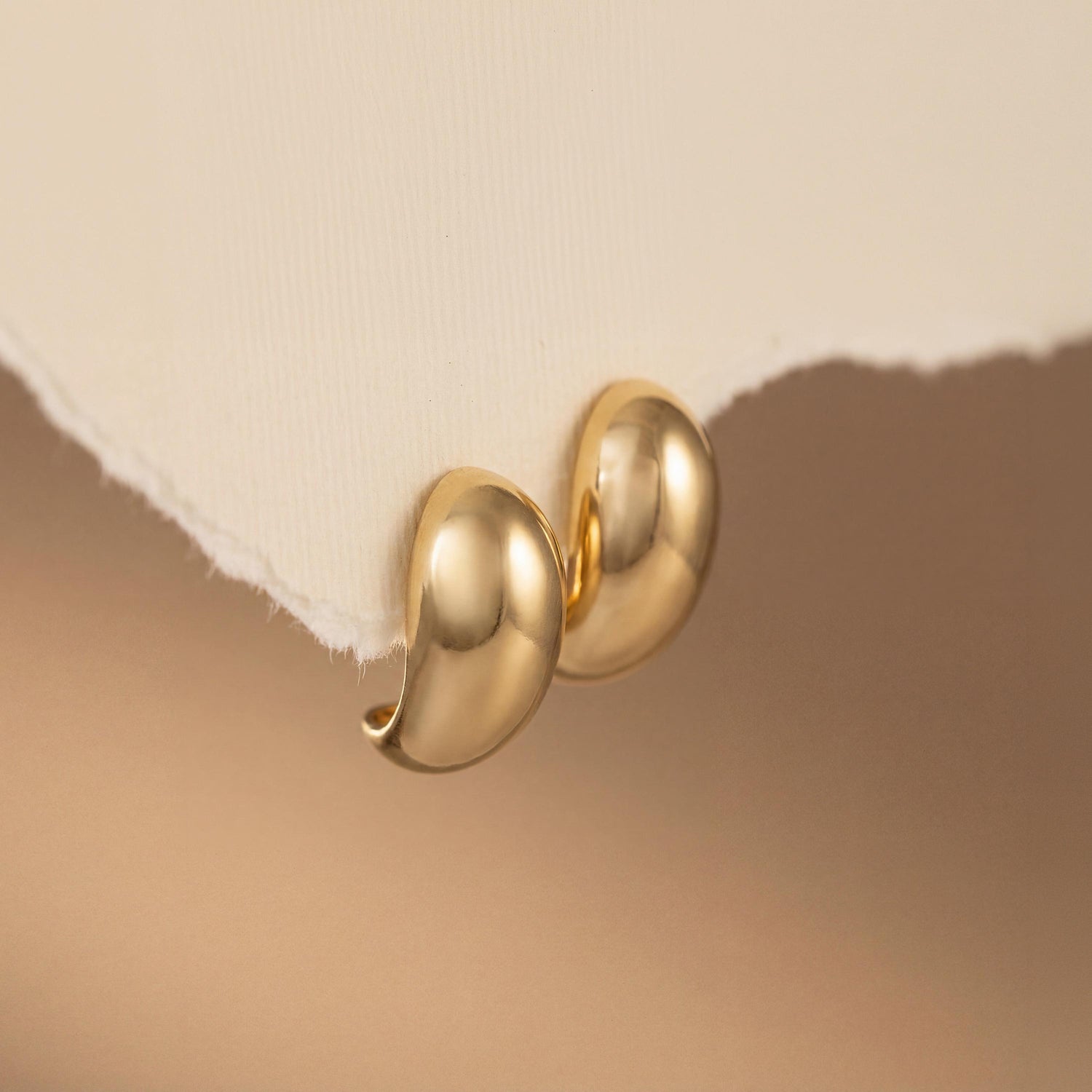 Sculptural Dome Stud Earrings • Polished Gold Studs