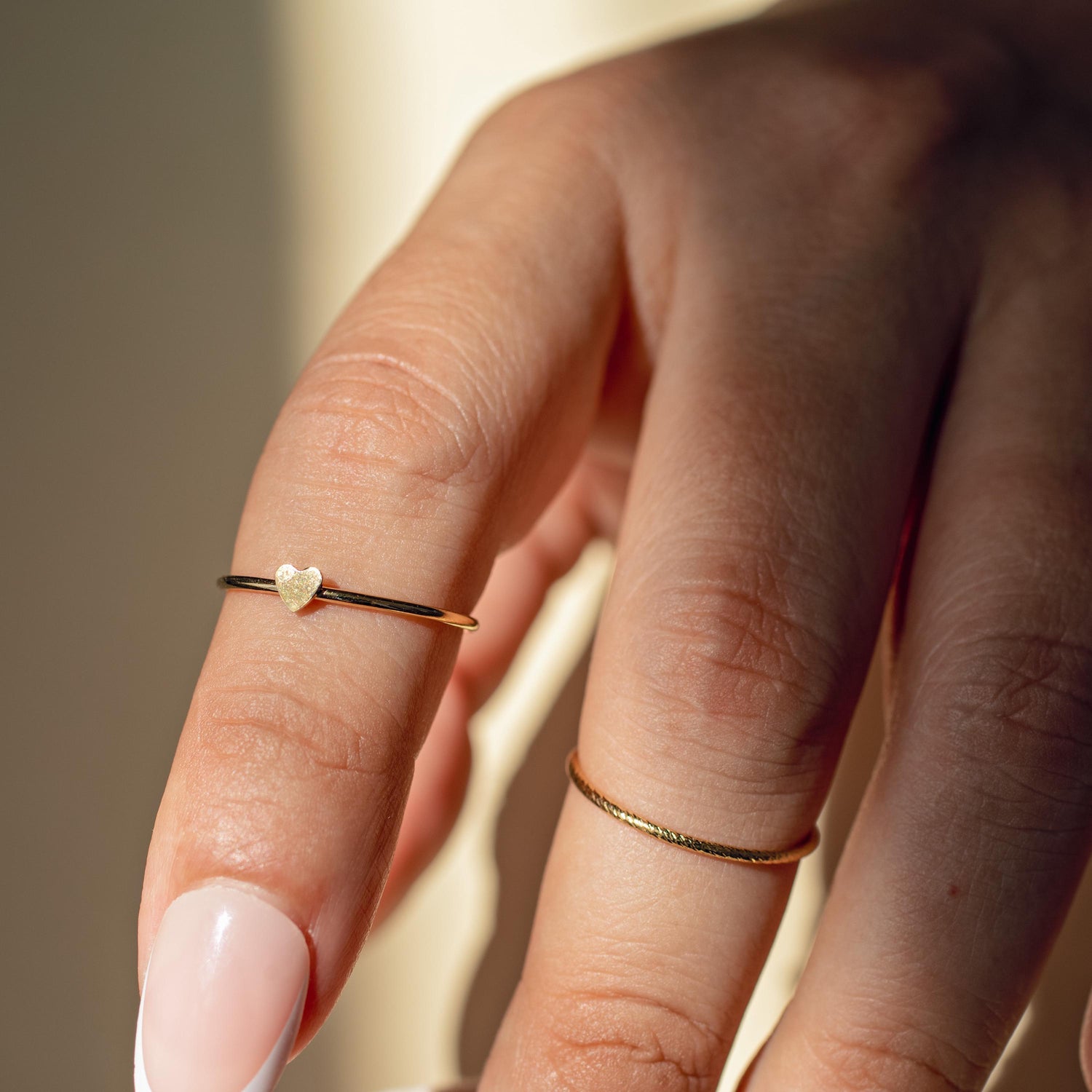 Gold Heart Ring, Dainty Stacking Band, Minimalist Love Jewelry
