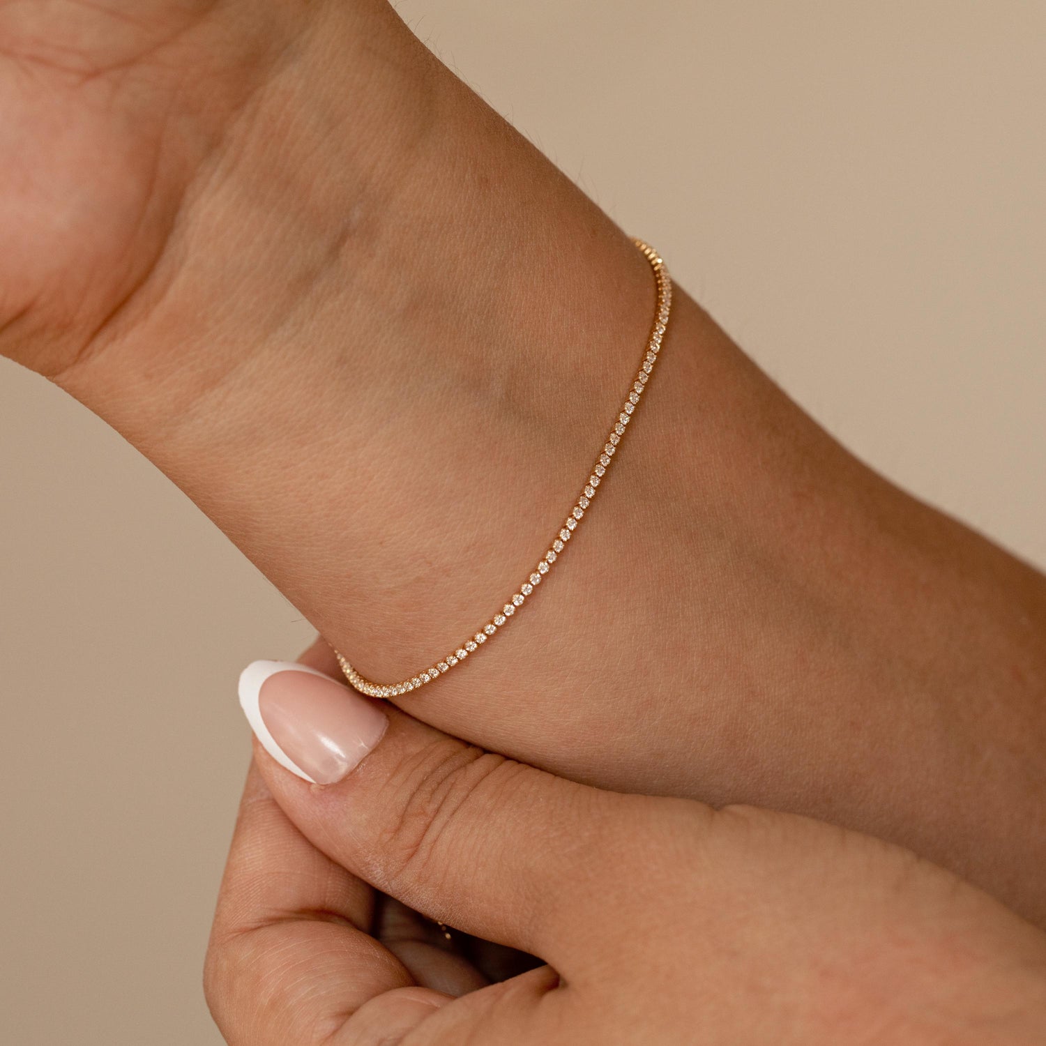 Tennis Bracelet • Gold and Cubic Zirconia Dainty Stacking Jewelry