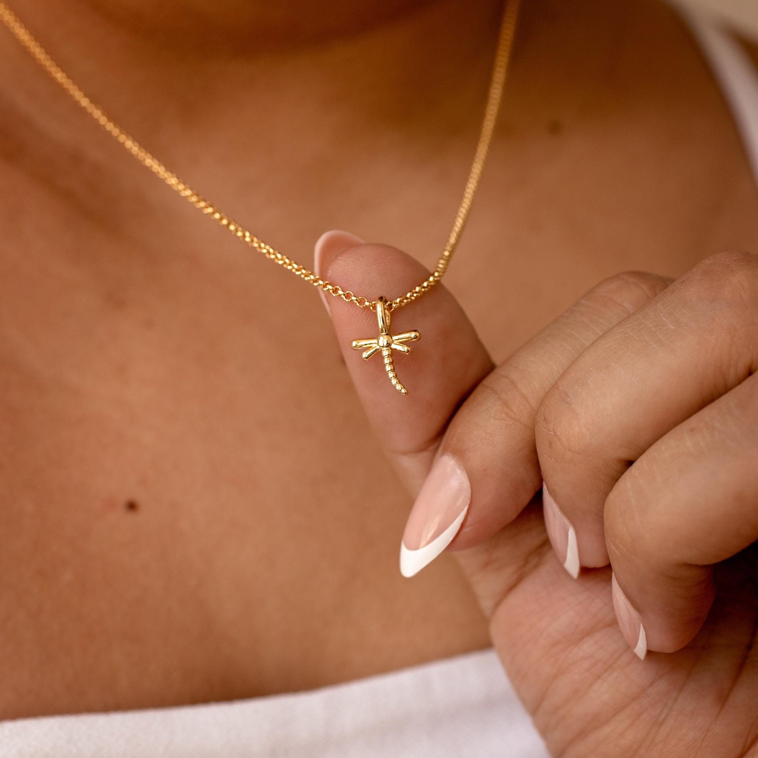 Dragonfly Necklace, Gold Dragonfly Pendant, Nature Inspired Jewelry