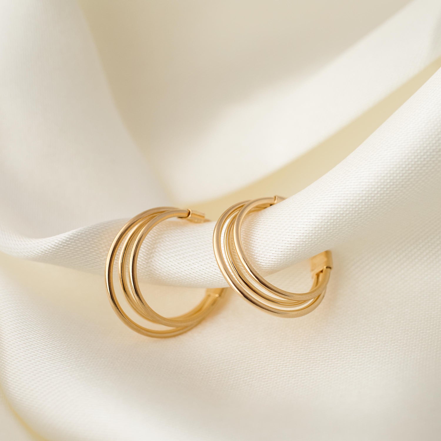 Triple Gold Hoop Earrings • Minimal Statement Hoops