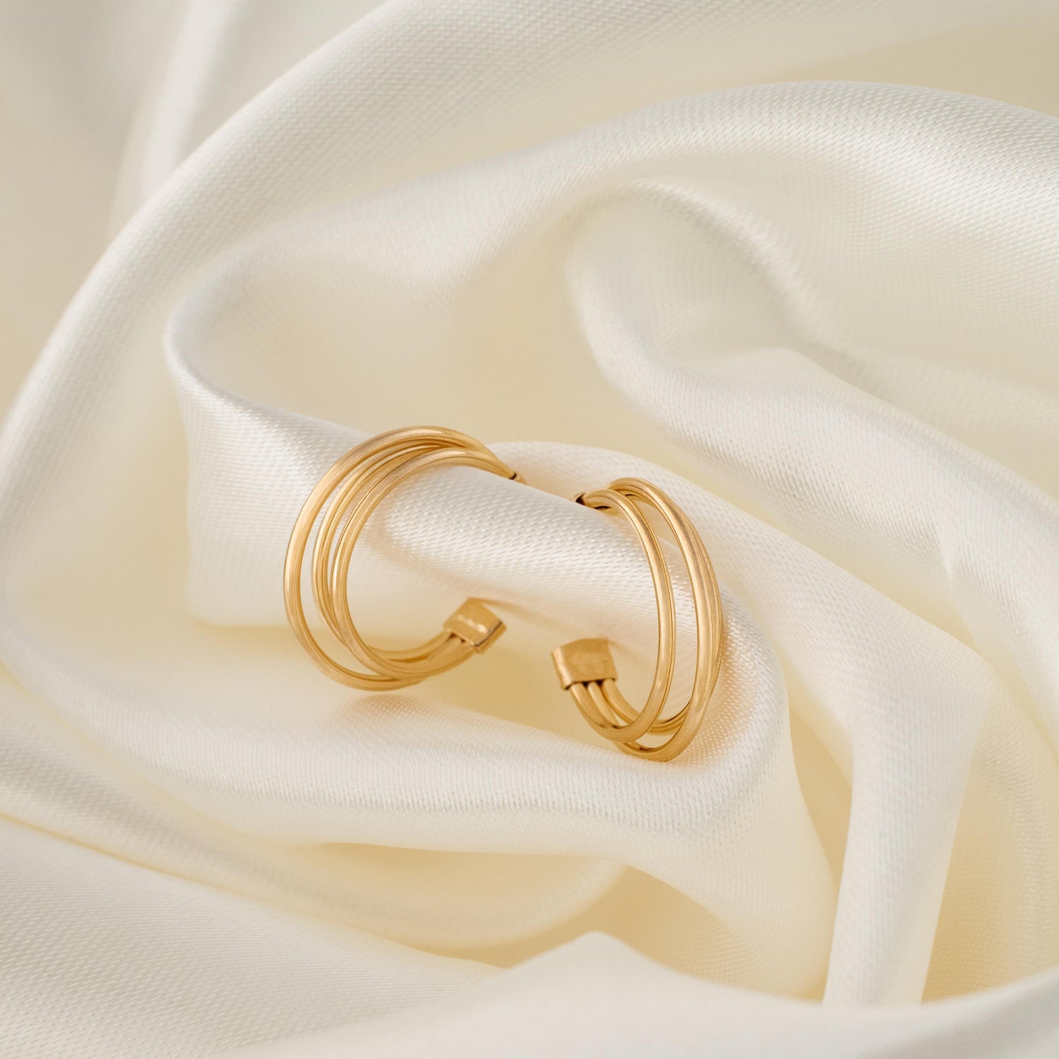 Triple Gold Hoop Earrings • Minimal Statement Hoops