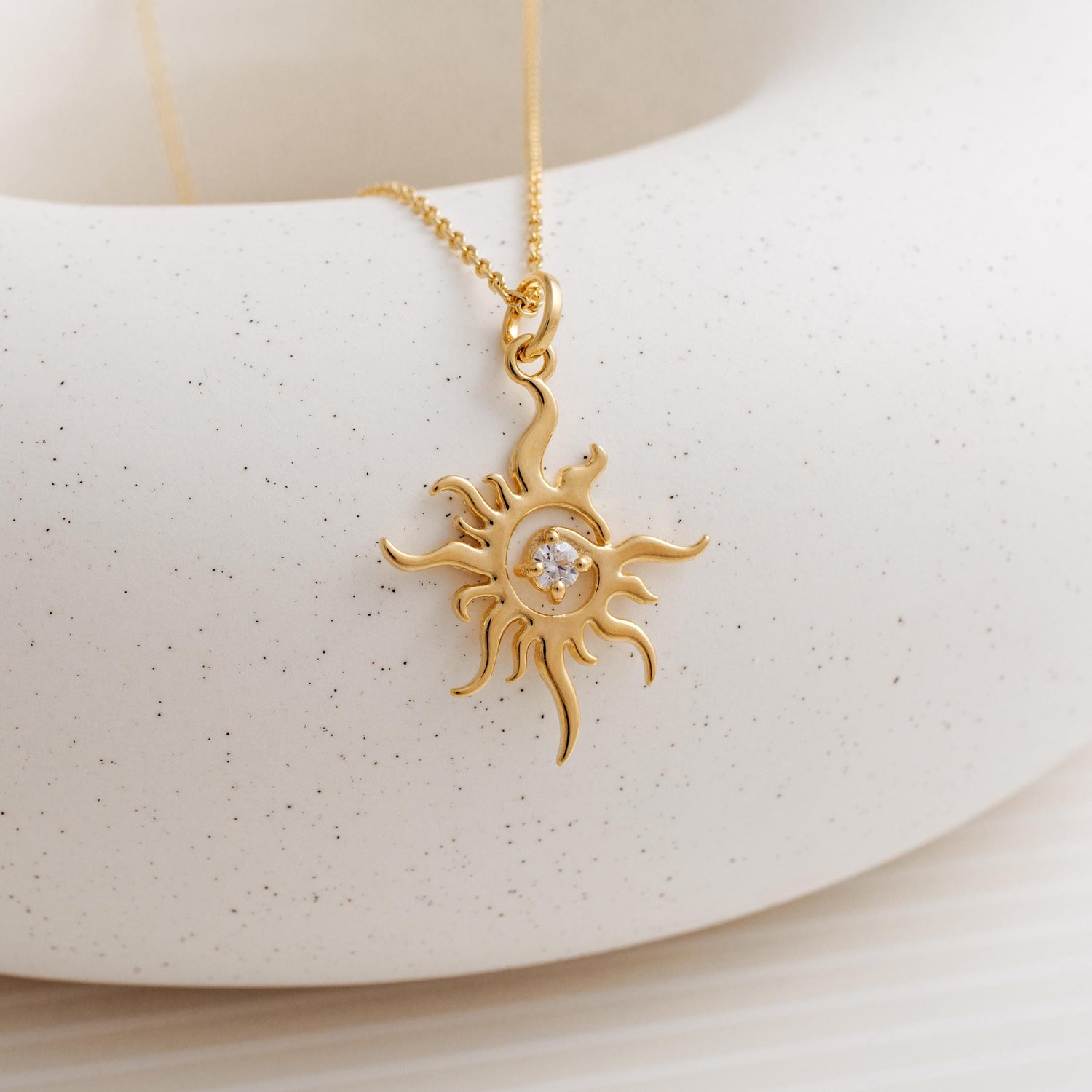 Sun Pendant Necklace • Gold Minimal Layering Necklace