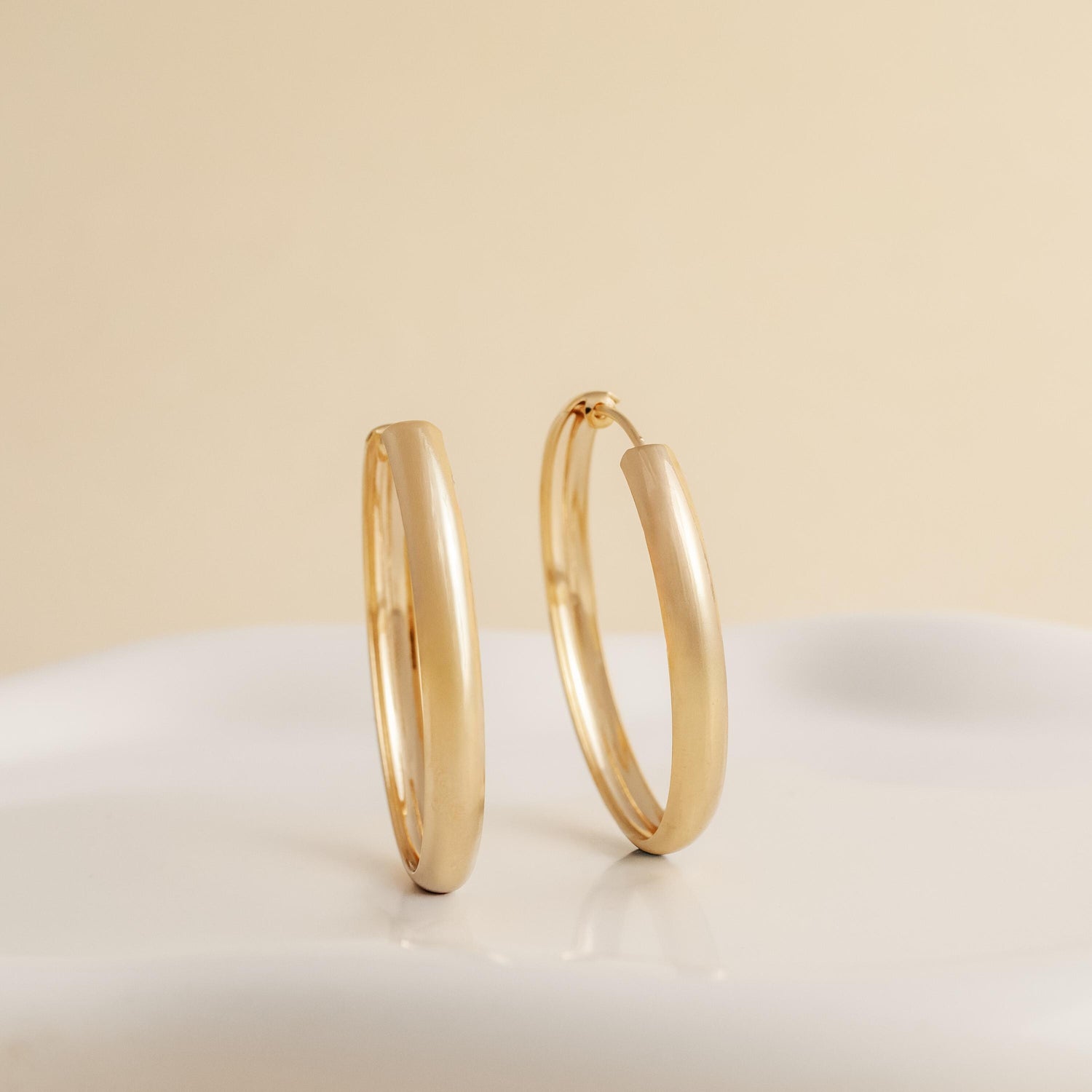 Hoop Earrings 18K Gold Filled | 40mm Chunky Statement Hoops (Waterproof)